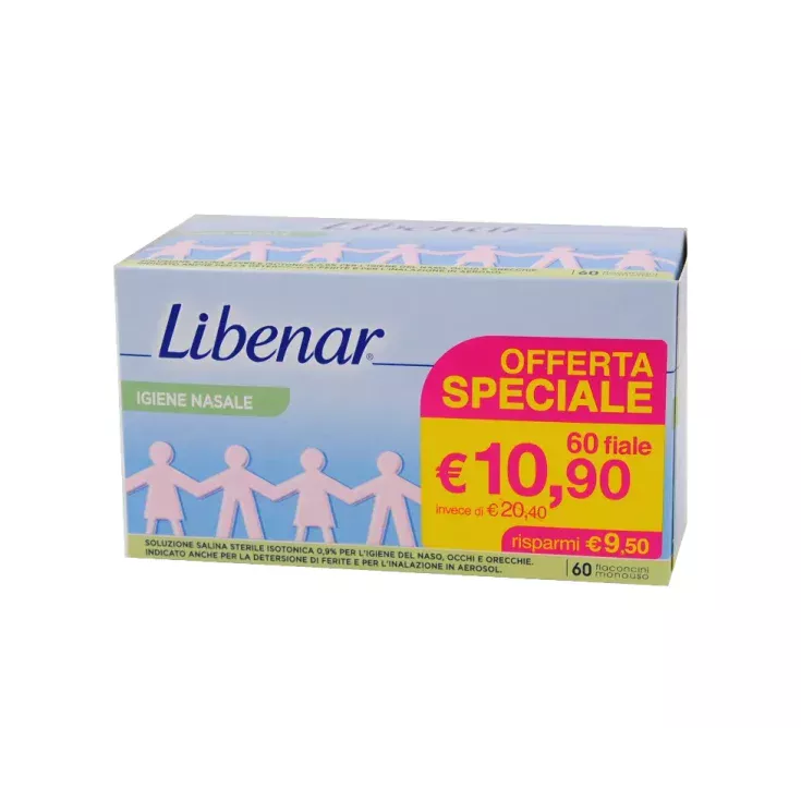 Libenar Soluzione fisiologica per il naso 60 fiale da 5 ml - farmavitality.it