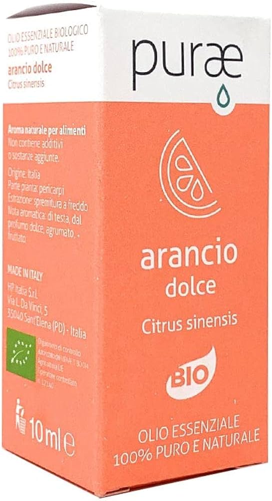 PURAE PURAE OLIO ESSENZIALE ARANCIO DOLCE BIO CITRUS SINENSIS PERICARPI 10 ML - farmavitality.it