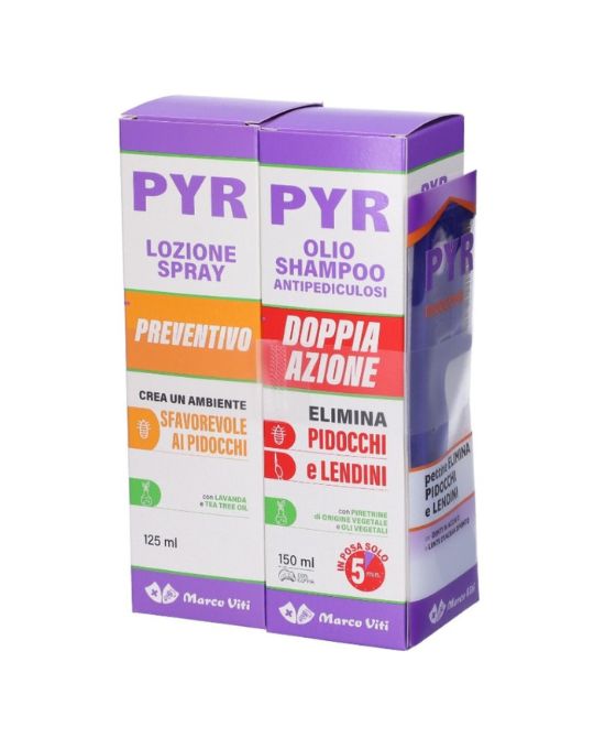 PYR ABB OLIO SHAMPOO ANTIPEDICULOSI + 1 OLIO SHAMPOO DOPPIA AZIONE + 1 LOZIONE SPRAY + 1 PETTINE LENDINI - farmavitality.it