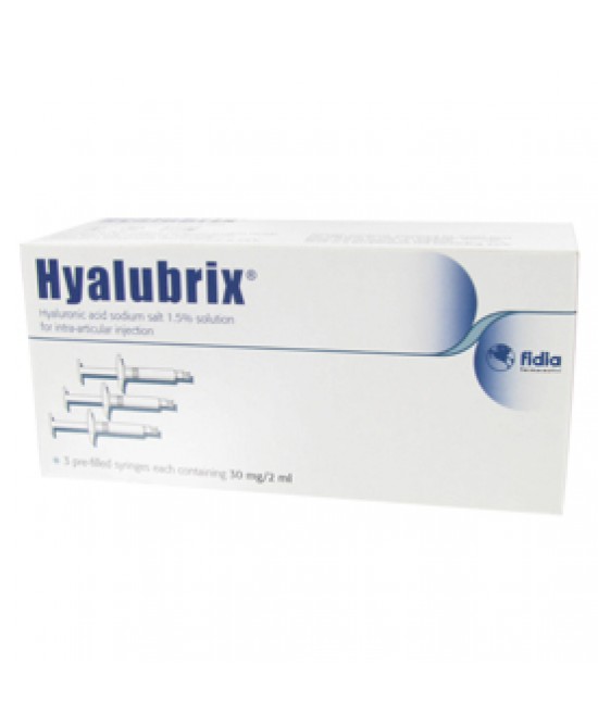 SIRINGA INTRA-ARTICOLARE HYALUBRIX ACIDO IALURONICO 1,5% 30 MG 2 ML 3 PEZZI - farmavitality.it