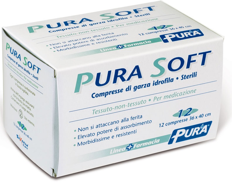 GARZA IN TESSUTO NON TESSUTO PURA SOFT 36X40CM 12 PEZZI - farmavitality.it