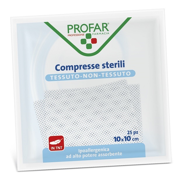 GARZA COMPRESSA TESSUTO NON TESSUTO 10X10 CM 25 PEZZI PROFAR - farmavitality.it