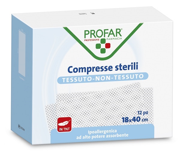 GARZA COMPRESSA TESSUTO NON TESSUTO 18X40 CM 12 PEZZI PROFAR - farmavitality.it
