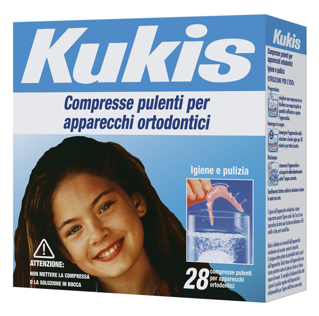 KUKIS CLEANSER 28 COMPRESSE PER PULIZIA APPARECCHI ORTODONTICI - farmavitality.it