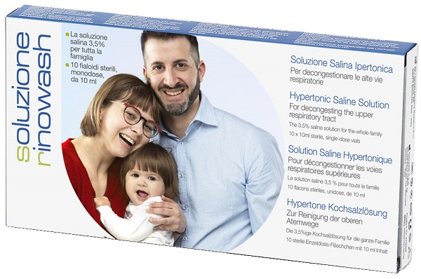 RINOWASH SOLUZIONE SALINA IPERTONICA PER PULIZIA NASO 10 FIALE RICHIUDIBILI X 10 ML - farmavitality.it