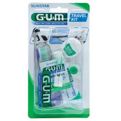 GUM TRAVEL KIT VIAGGIO 1 SPAZZOLINO PIEGHEVOLE GUM TRAVEL + 1 DENTIFRICIO VIAGGIO 12 ML + 1 ROCCHETTO FILO INTERDENTALE 10MT + 2 SCOVOLINI GOMMA GUM SOFT PICKS - farmavitality.it