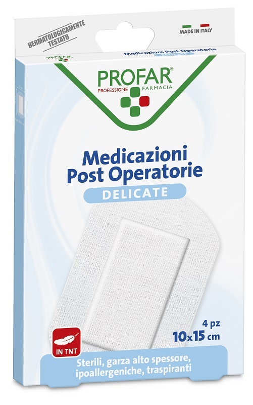 MEDICAZIONE POST OPERATORIA STERILE GARZA ANTIADERENTE 10X15 CM 4 PEZZI PROFAR - farmavitality.it