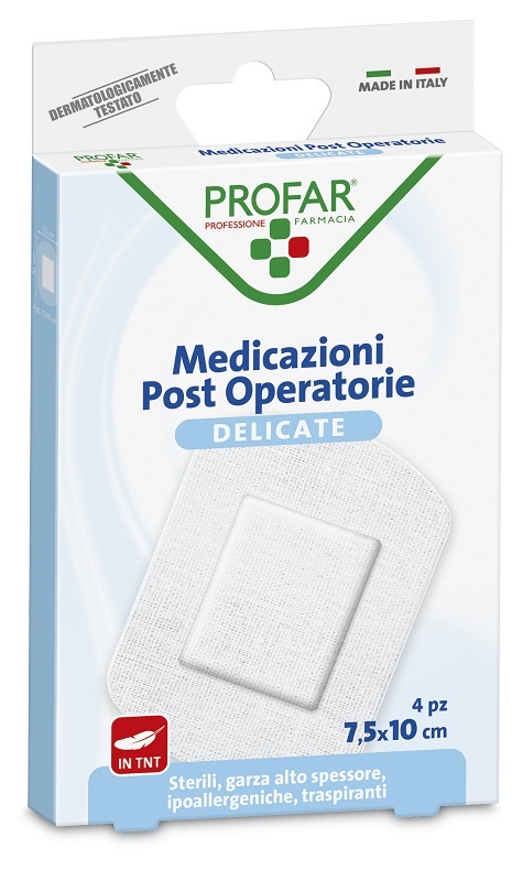MEDICAZIONE POST OPERATORIA STERILE GARZA ANTIADERENTE 7,5X10 CM 4 PEZZI PROFAR - farmavitality.it