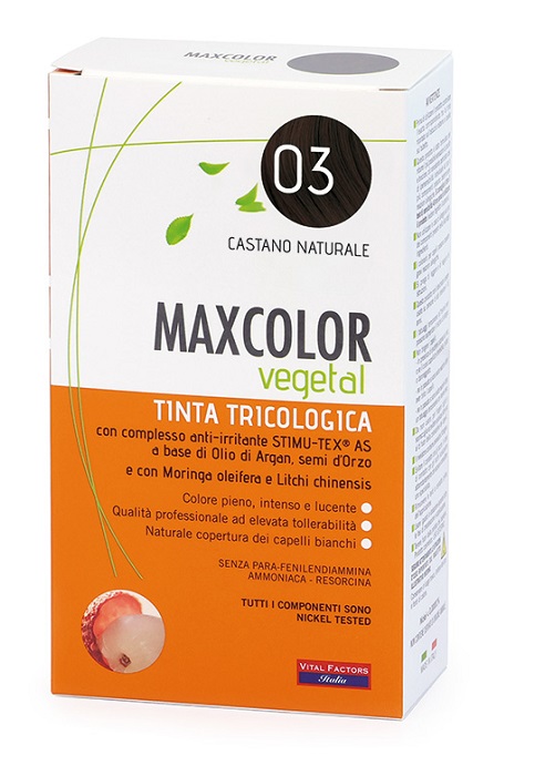 MAXCOLOR VEGETAL TINTA TRICOLOGICA 03 CASTANO NATURALE 140 ML - farmavitality.it
