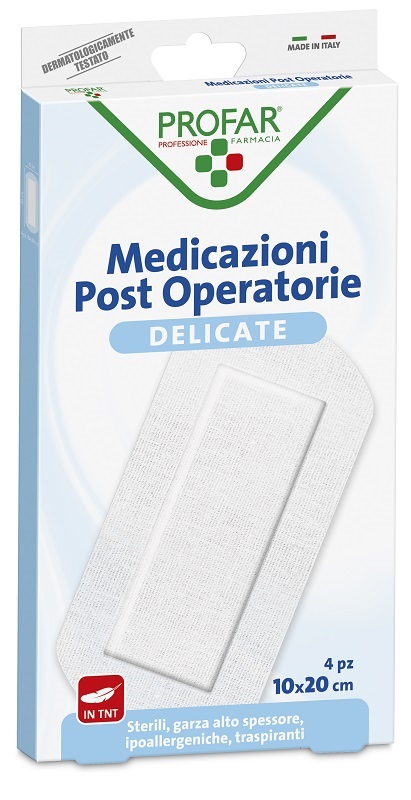 MEDICAZIONE POST OPERATORIA STERILE GARZA ANTIADERENTE 10X20 CM 4 PEZZI PROFAR - farmavitality.it