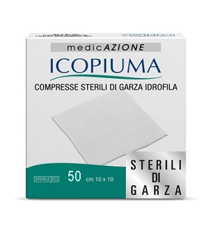 GARZA COMPRESSA IDROFILA ICOPIUMA 10X10CM 50 PEZZI - farmavitality.it