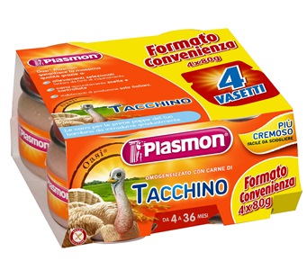 PLASMON OMOGENEIZZATO TACCHINO 4 X 80 G CON GIFT - farmavitality.it