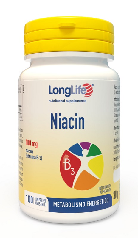 LongLife Niacin Integratore Metabolismo Energetico 100 Compresse - farmavitality.it