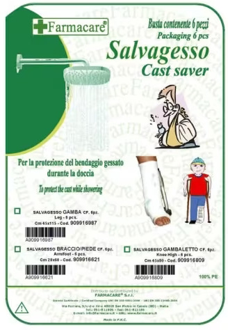 SALVAGESSO PER GAMBALETTO UTILE PER LA PROTEZIONE DEL GESSO DURANTE LA DOCCIA 6 PEZZI - farmavitality.it