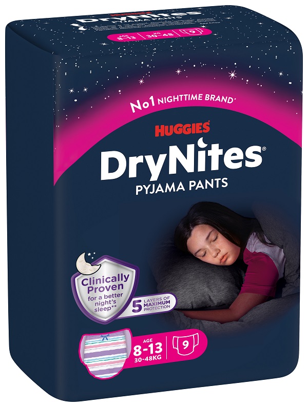 PANNOLINO HUGGIES DRYNITES 8/13 ANNI GIRL L 30/48KG 9 PEZZI - farmavitality.it