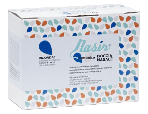 NASIR LAVAGGIO NASALE SOLUZIONE FISIOLOGICA ISOTONICA STERILE SCATOLA CON 4 SACCHE 500ML 4 BLISTER 1 VENTOSA - farmavitality.it