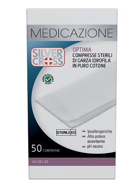 GARZA SILVER CROSS COTONE 10X10 CM 50 PEZZI - farmavitality.it