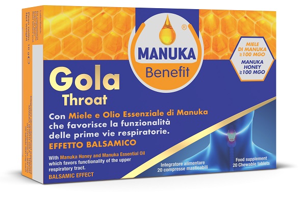 MANUKA BENEFIT GOLA THROAT 20 COMPRESSE MASTICABILI - farmavitality.it