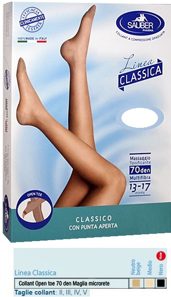 SAUBER COLLANT OPEN TOE MAGLIA MICRORETE 70 DEN COLORE MEDIO TAGLIA 2 LINEA CLASSICA - farmavitality.it