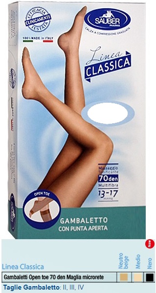 SAUBER GAMBALETTO OPEN TOE MAGLIA MICRORETE 70 DEN COLORE MEDIO TAGLIA 2 LINEA CLASSICA - farmavitality.it