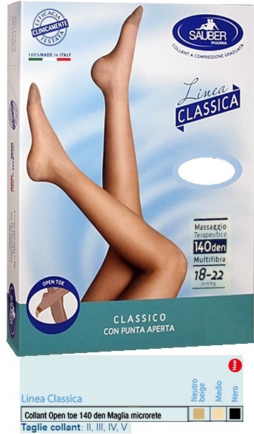 SAUBER COLLANT OPEN TOE MAGLIA MICRORETE 140 DEN COLORE MEDIO 4 LINEA CLASSICA - farmavitality.it