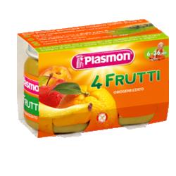 PLASMON OMOGENEIZZATO 4 FRUTTI 2 X 104 G - farmavitality.it