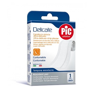 CEROTTO PIC DELICATE STRISCIA BIANCA CON TAMPONE ANTIBATTERICO CM 8X0,5 M - farmavitality.it