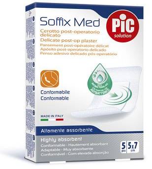 CEROTTO PIC SOFFIX MED IN TNT CON TAMPONE CENTRALE ASSORBENTE STERILE MONOUSO 5X7 CM ANTIBATTERICO 5 PEZZI - farmavitality.it