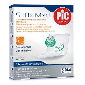 CEROTTO PIC SOFFIX MED IN TNT CON TAMPONE CENTRALE ASSORBENTE STERILE MONOUSO 10X6 CM ANTIBATTERICO 5 PEZZI - farmavitality.it