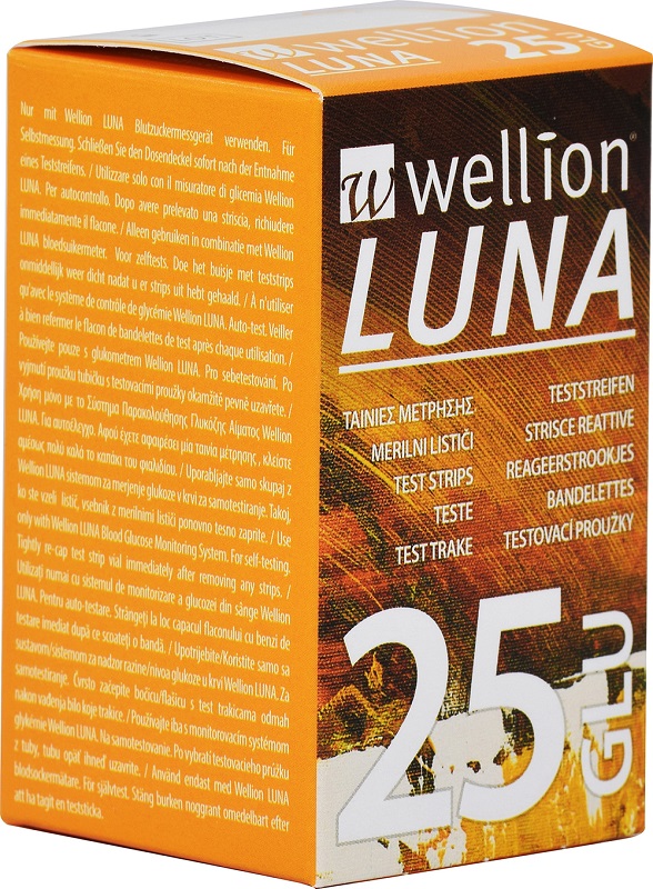 WELLION LUNA 25 STRIPS STRISCE PER MISURAZIONE GLICEMIA - farmavitality.it