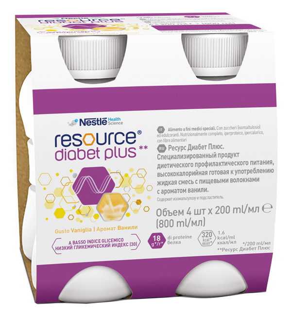 RESOURCE DIABET PLUS VANIGLIA 4 X 200 ML - farmavitality.it