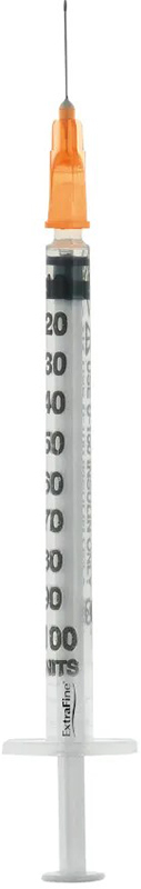 SIRINGA PER INSULINA EXTRAFINE 1ML 100 UI AGO REMOVIBILE 25 GAUGE 0,5X16 MM 1 PEZZO - farmavitality.it