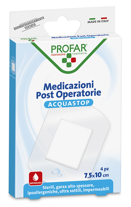 ACQUASTOP MEDICAZIONE POST OPERATORIA 7,5X10 CM PROFAR MED 4 PEZZI - farmavitality.it