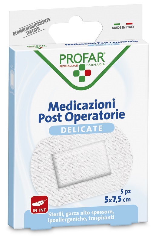 MEDICAZIONE POST OPERATORIA STERILE GARZA ANTIADERENTE 5X7,5 CM 5 PEZZI PROFAR - farmavitality.it