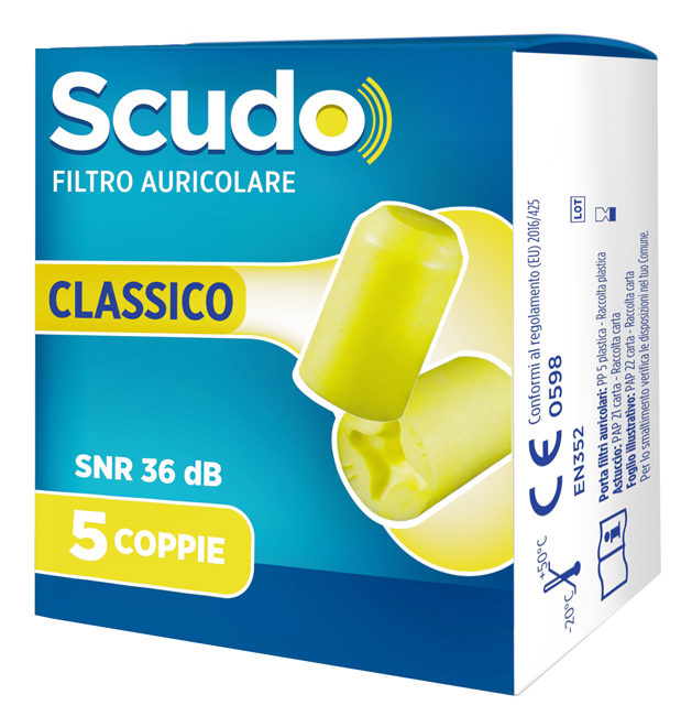 SCUDO FILTRO AURICOLARE CLASSICO SNR 36 DB 7-12MM 5 PAIA - farmavitality.it