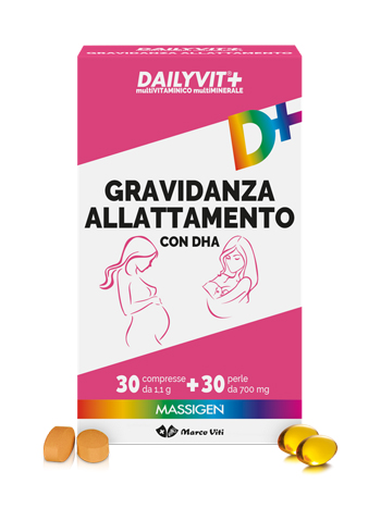 MASSIGEN GRAVIDANZA ALLATTAMENTO CON ACIDO FOLICO MULTIVITAMINICO E MULTIMINERALE 30 COMPRESSE RIVESTITE DA 1,1 G + 30 PERLE DA 700 MG - farmavitality.it