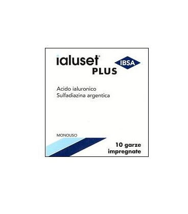 GARZA IALUSET PLUS IMPREGNATA DI CREMA DI ACIDO IALURONICO 0,05%, DI SULFADIAZINA ARGENTICA 1%, MACROGOL, GLICEROLO E ACQUA 10 X 10 CM 10 PEZZI - farmavitality.it