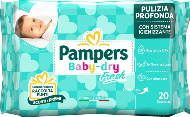 SALVIETTINE UMIDIFICATE PAMPERS BABY FRESH 30% + CONSISTENTE 20 PEZZI - farmavitality.it
