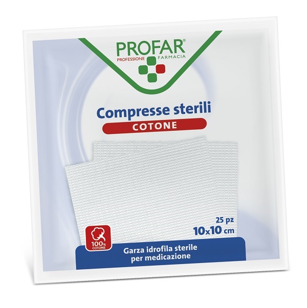 GARZA IDROFILA PROFAR COMPRESSA STERILE 10X10 CM 25 PEZZI - farmavitality.it