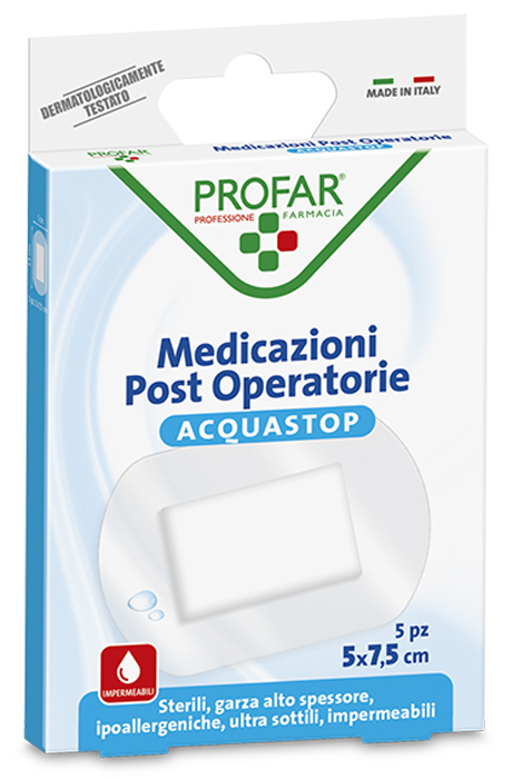 ACQUASTOP MEDICAZIONE POST OPERATORIA 5X7,5 CM PROFAR MED 5 PEZZI - farmavitality.it