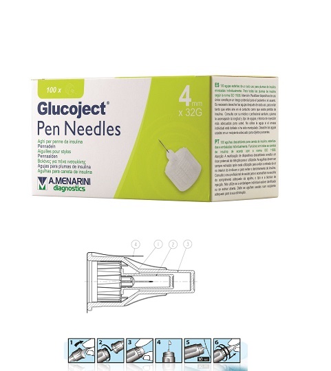 AGO PER PENNA DA INSULINA GLUCOJECT LUNGHEZZA 4 MM GAUGE 32 100 PEZZI - farmavitality.it