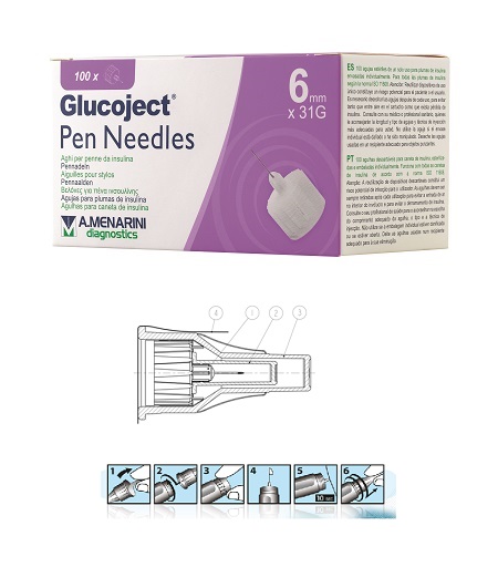 AGO PER PENNA DA INSULINA GLUCOJECT LUNGHEZZA 6 MM GAUGE 31 100 PEZZI - farmavitality.it