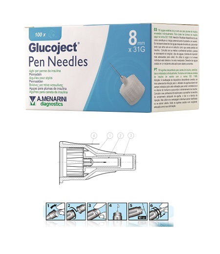 AGO PER PENNA DA INSULINA GLUCOJECT LUNGHEZZA 8 MM GAUGE 31 100 PEZZI - farmavitality.it