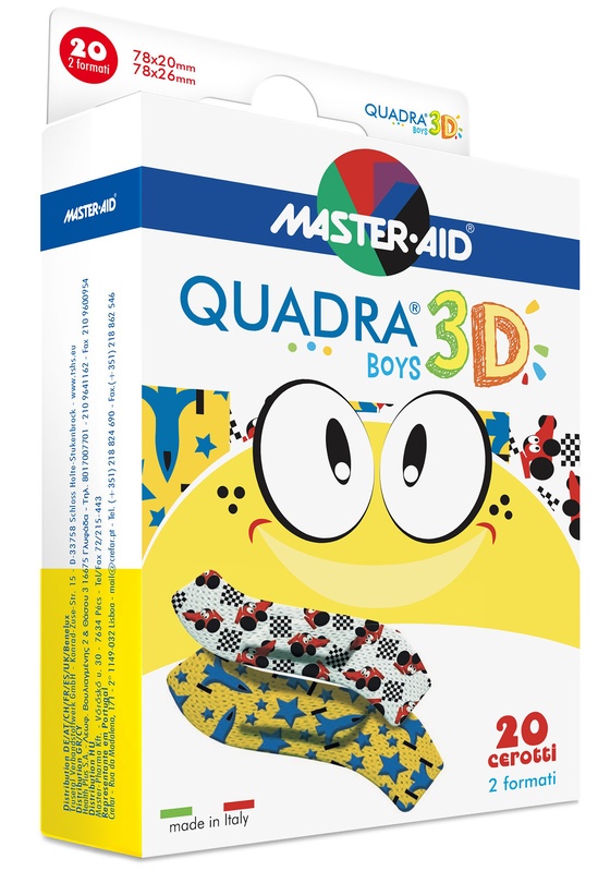 CEROTTO MASTER-AID QUADRA 3D BOYS 20 PEZZI ASSORTITI - farmavitality.it