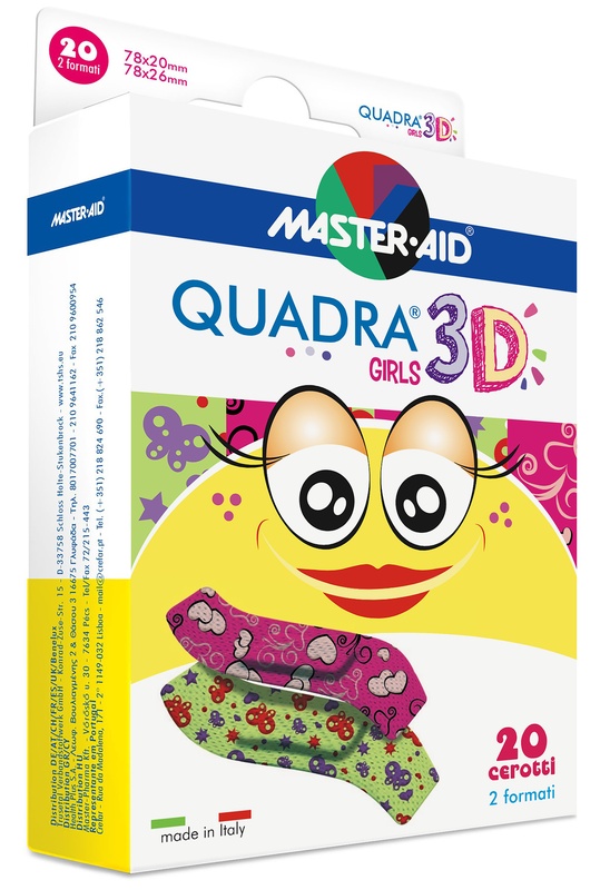 CEROTTO MASTER-AID QUADRA 3D GIRLS 20 PEZZI ASSORTITI - farmavitality.it