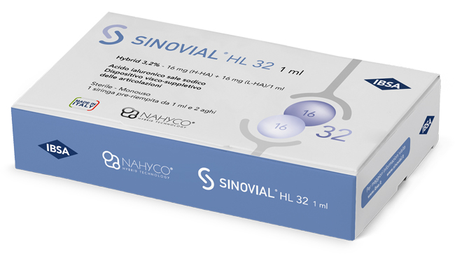 SIRINGA INTRA-ARTICOLARE SINOVIAL HL 32 16 MG+16 MG 1 FS + AGO GAUGE 22 + AGO GAUGE 29 1 PEZZO - farmavitality.it