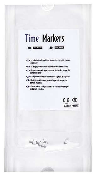 MARCATORE RADIOPACO IN GRANULI A BASE DI POLIPROPILENE FOOD GRADE E BARIO SOLFATO FU TIME-MARKERS PER RILEVAMENTO TEMPO DI TRANSITO INTESTINALE BUSTA DA 10 CILINDRETTI 20 PEZZI - farmavitality.it