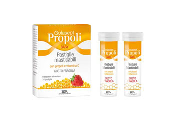 GOLASEPT PROPOLI BABY 24 COMPRESSE MASTICABILI FRAGOLA - farmavitality.it