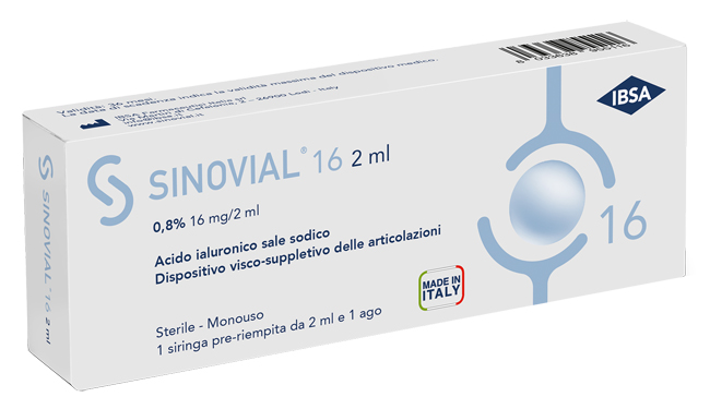 SIRINGA INTRA-ARTICOLARE SINOVIAL 16 ACIDO IALURONICO 0,8% 16 MG/2 ML 1 FS + AGO GAUGE 21 1 PEZZO - farmavitality.it