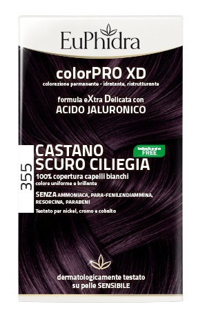 EUPHIDRA COLORPRO XD 355 CASTANO SCURO CILIEGIA GEL COLORANTE CAPELLI IN FLACONE + ATTIVANTE + BALSAMO + GUANTI - farmavitality.it
